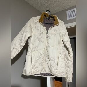 Stylish Cream Embroidered Women's Puffer Jacket